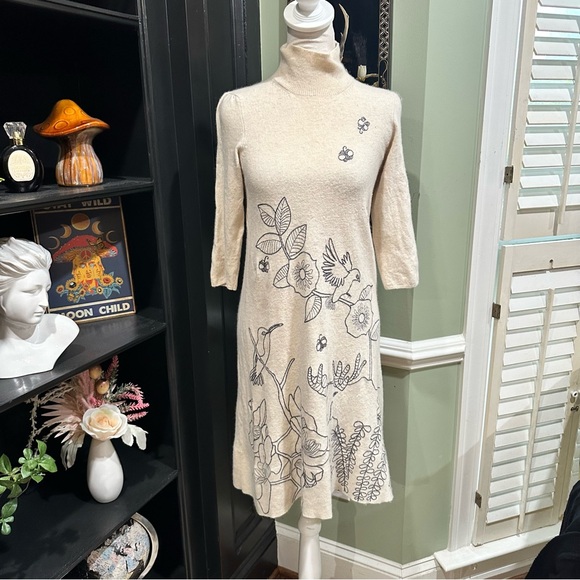 Anthropologies Spare Vista Wool Sweaterdress by Moth Size Small